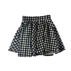 Kathy Black &‎ White Gingham Skater Mini Skirt - Women's Size Small READ Stain